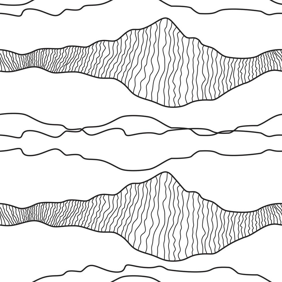 Black wavy lines seamless pattern. Simple abstract liquid stripes background. Stylish repeated decorative design. White background. vector