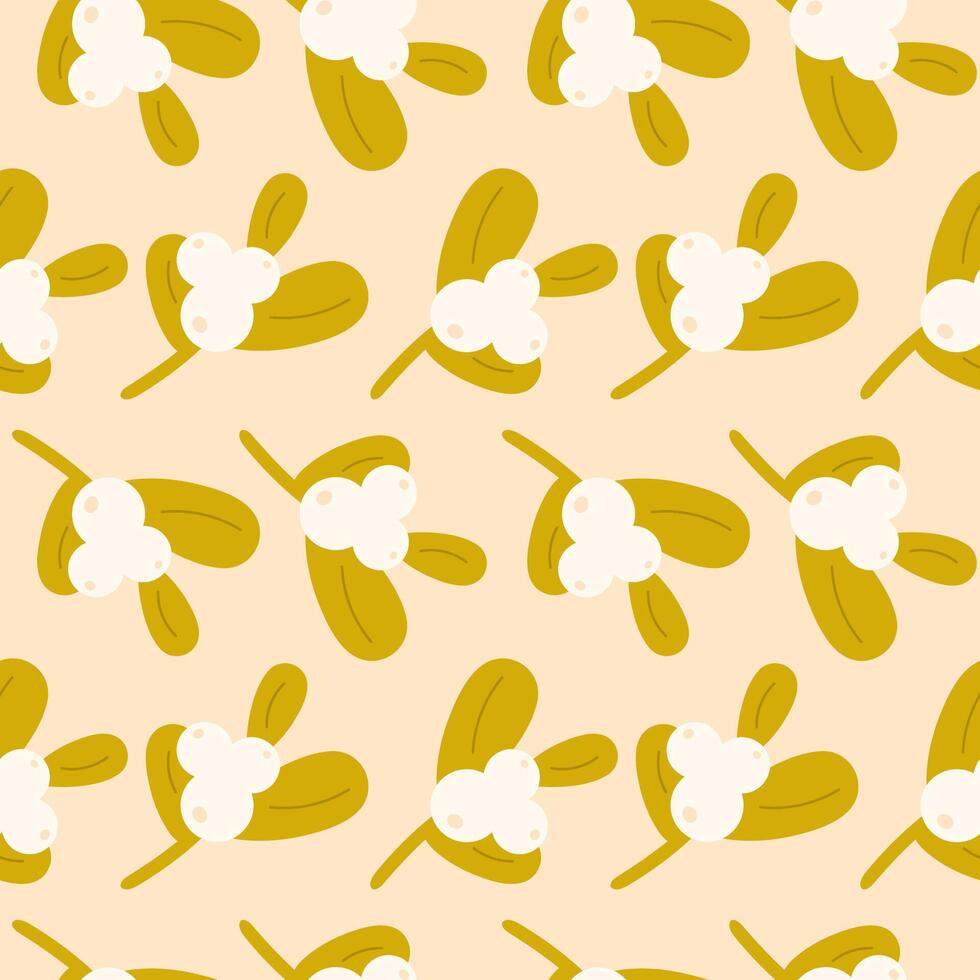 Vintage Christmas seamless pattern with mistletoe branch and berries. Perfect for wrapping paper, background, wallpaper, textile, fabric, packaging design and so on vector