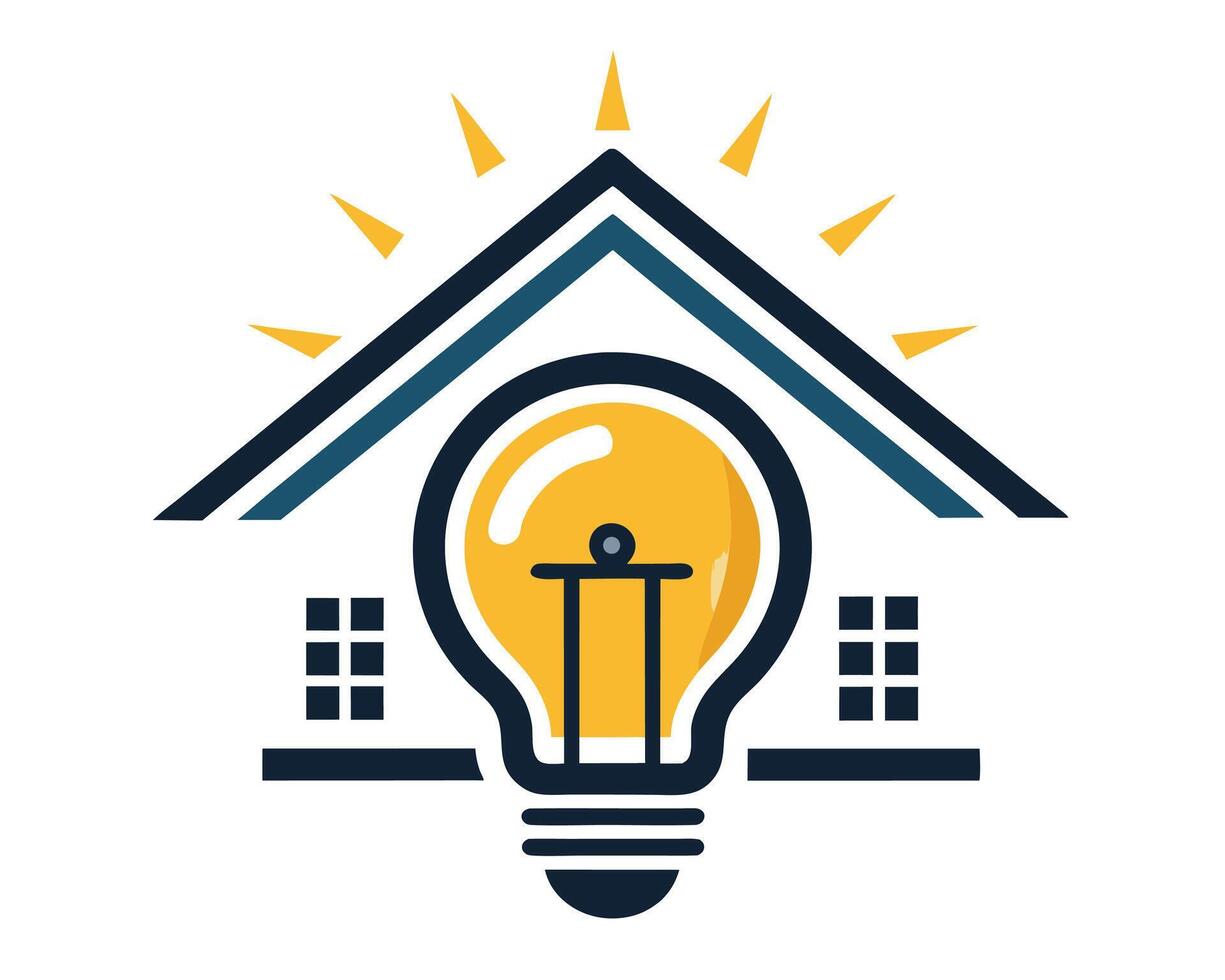 Innovative eco friendly house concept combining sunlight with energy efficient smart solutions vector