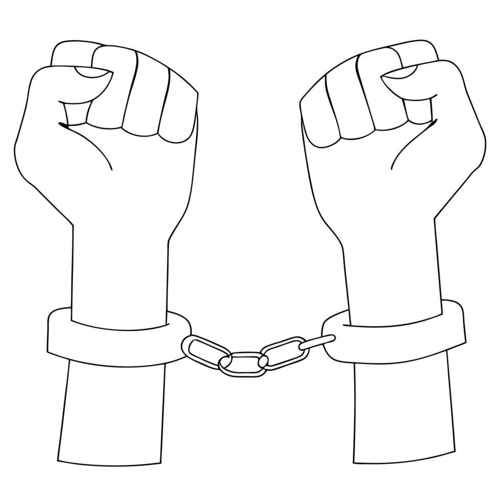 Illustration of handcuffed hands depicting restriction imprisonment freedom and justice concepts vector