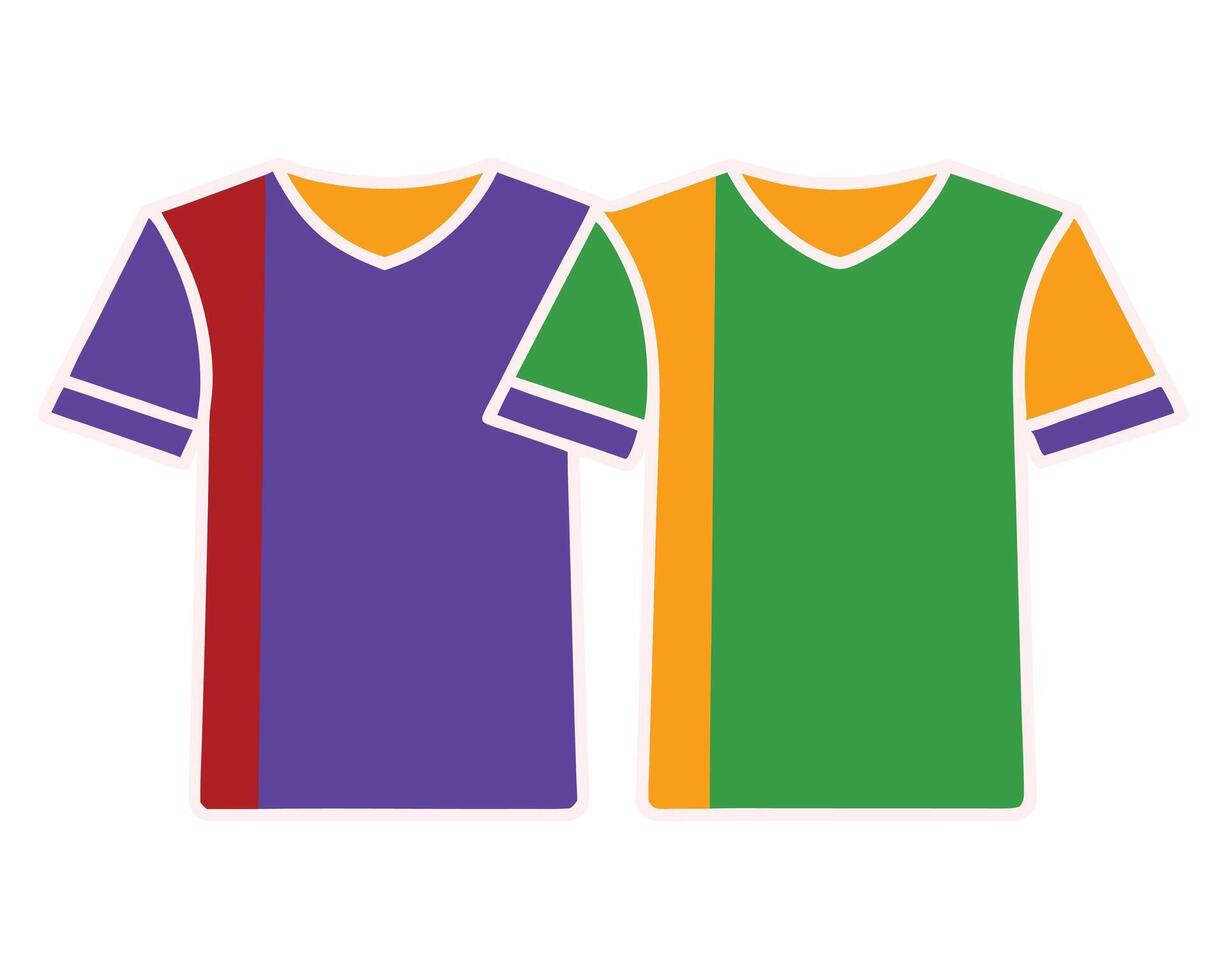 Colorful illustration of two sports jerseys designs for team uniforms with detailed graphics vector