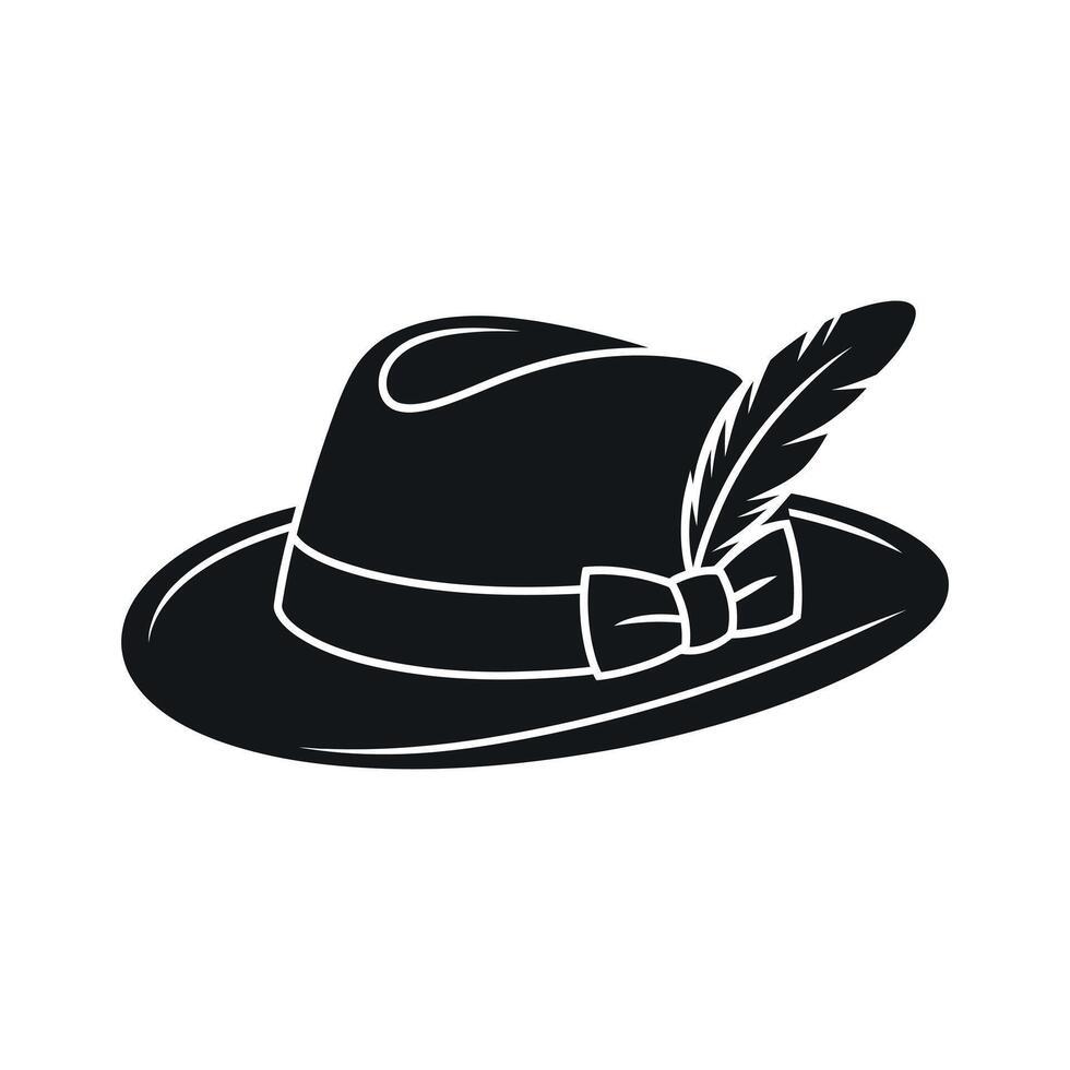 Elegant Black Fedora Hat with Feather and Bow Illustration vector