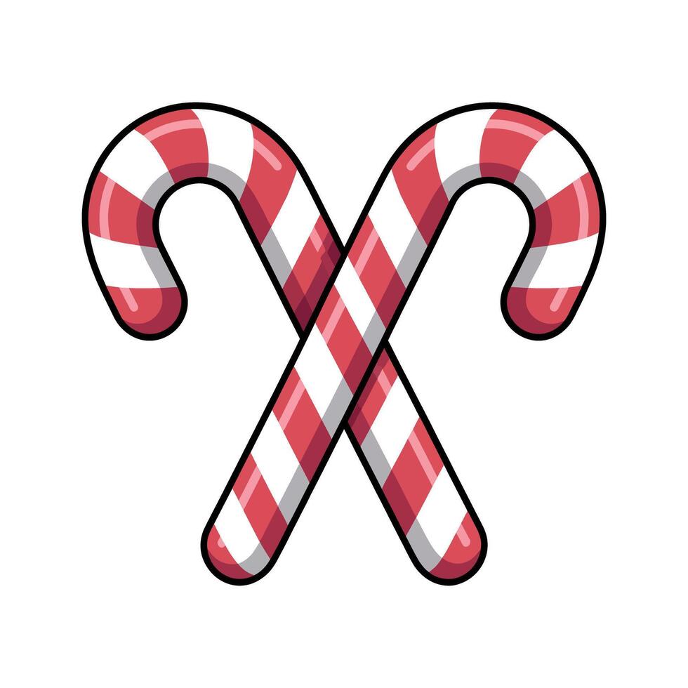 Two Red and White Candy Canes Crossed in a Festive Design for Christmas vector