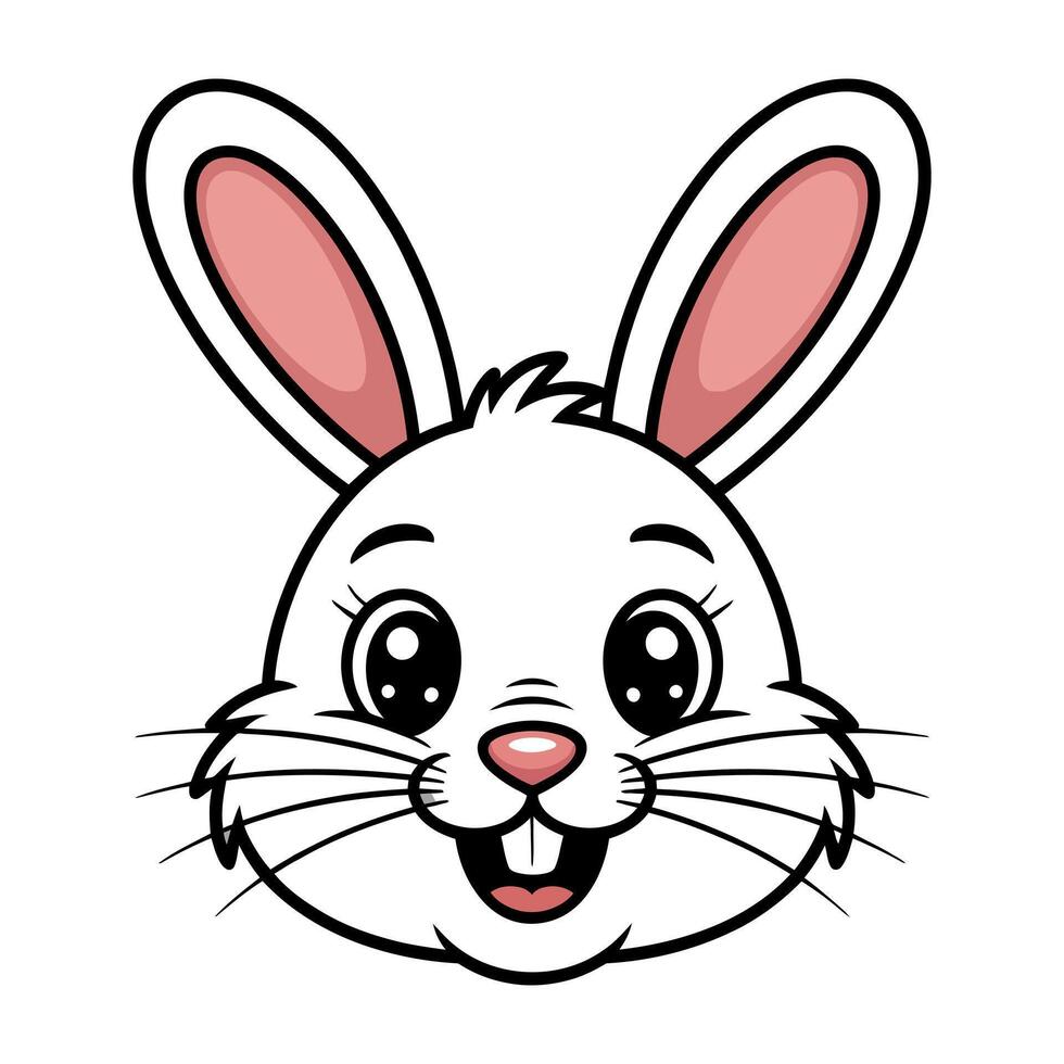 Adorable Cartoon Rabbit Face Illustration Big Eyes Happy Expression Easter Bunny vector