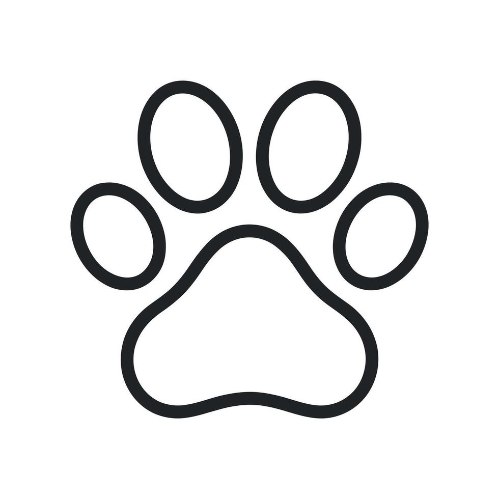Simple Black Line Art Paw Print Graphic Design Element for Pet Logos vector