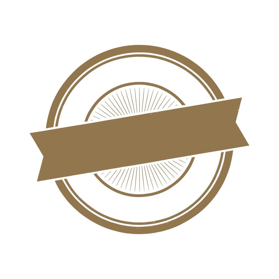 Blank Gold Circular Badge with Ribbon for Text or Logo Design Element vector