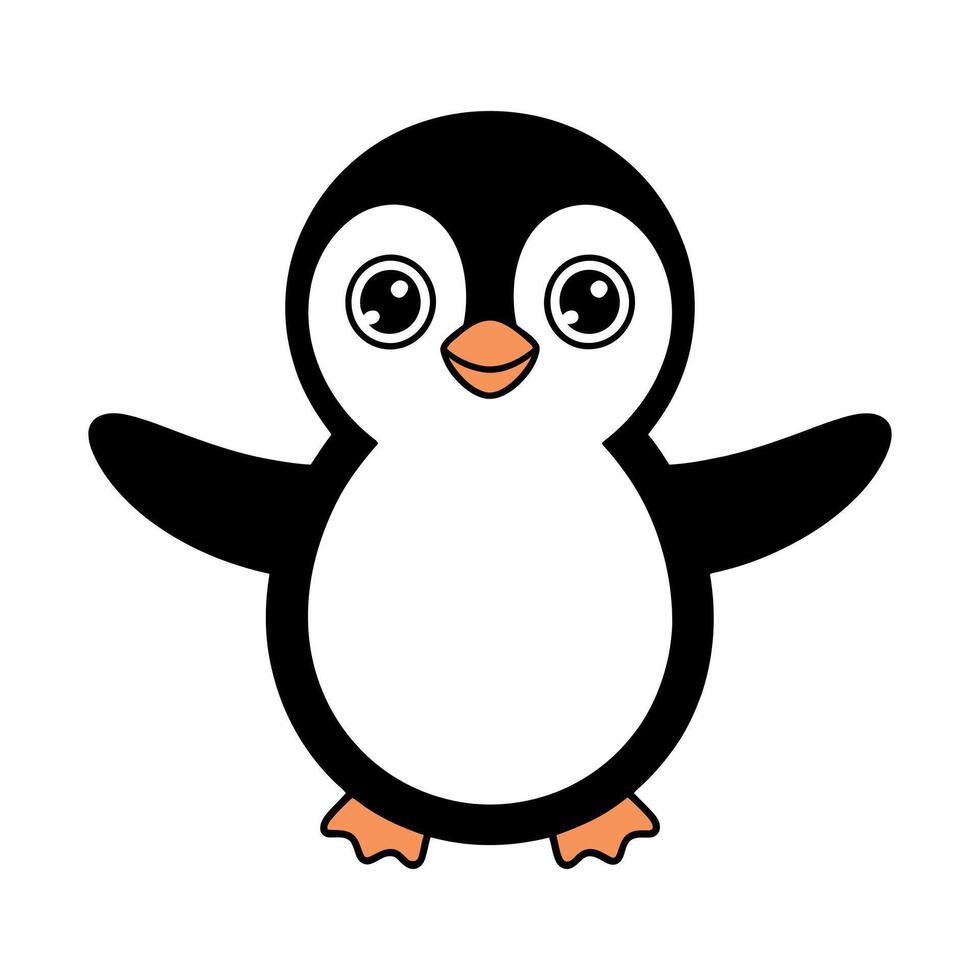 Adorable Cartoon Penguin Illustration Happy Cute Bird Animal Character Design vector