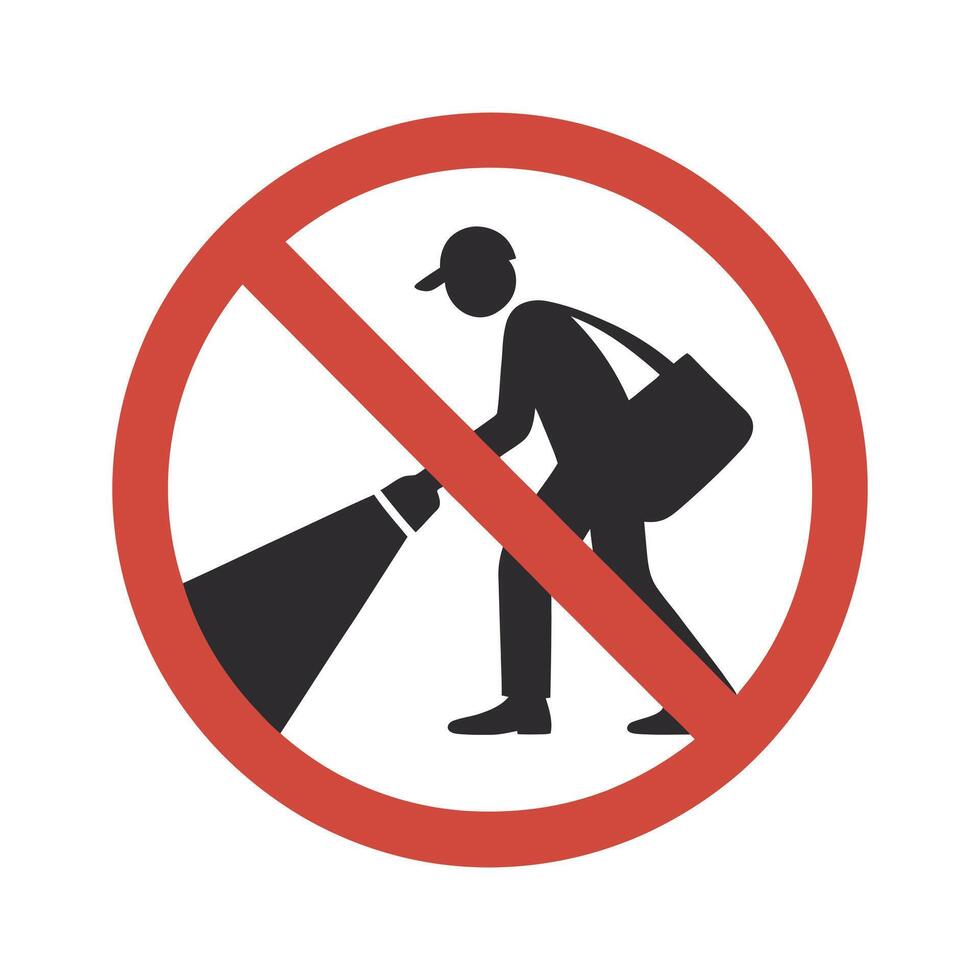 Prohibition Sign No Flashlight Allowed Person with Bag vector