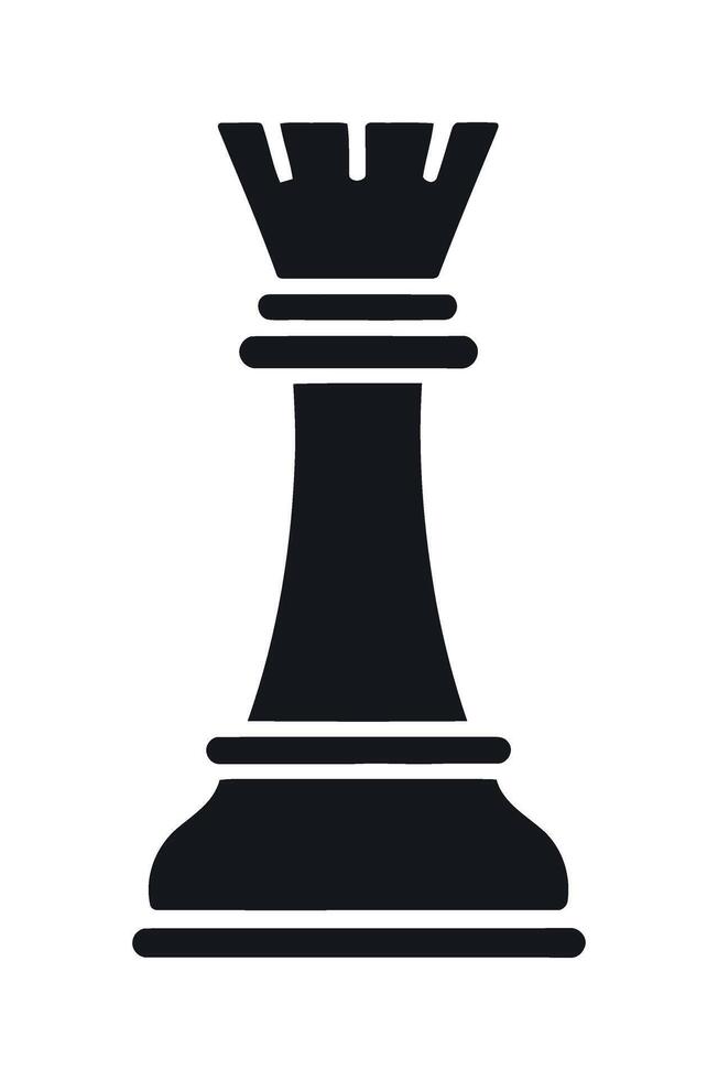Simple Black Silhouette of a Chess Rook Piece Icon Illustration vector