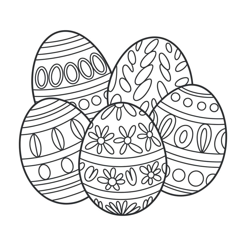 Decorative Easter Eggs Coloring Page Design Illustration vector