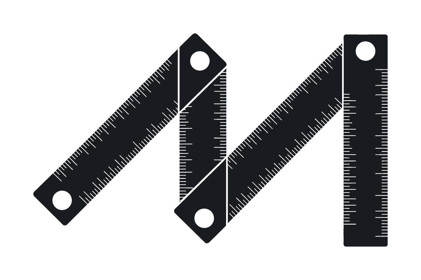 Black and White Illustration of a Folded Measuring Ruler for Precise Measurements vector