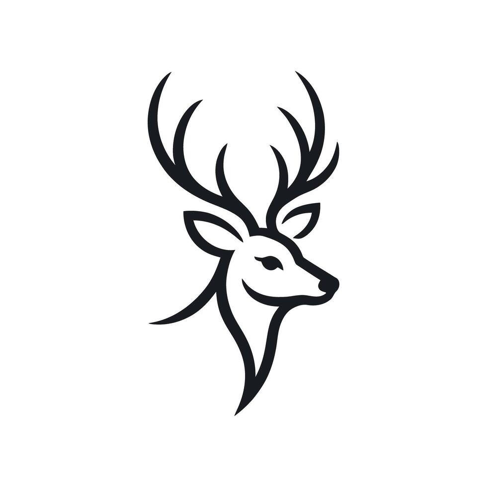 Elegant Line Art Deer Head Profile Logo Design for Branding and Nature Themes vector