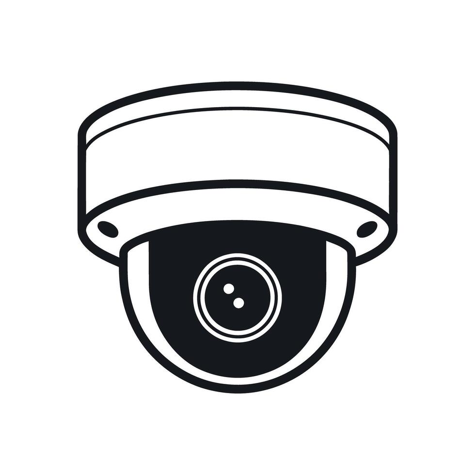 Dome Security Camera Icon Black and White Illustration for Surveillance System Design vector