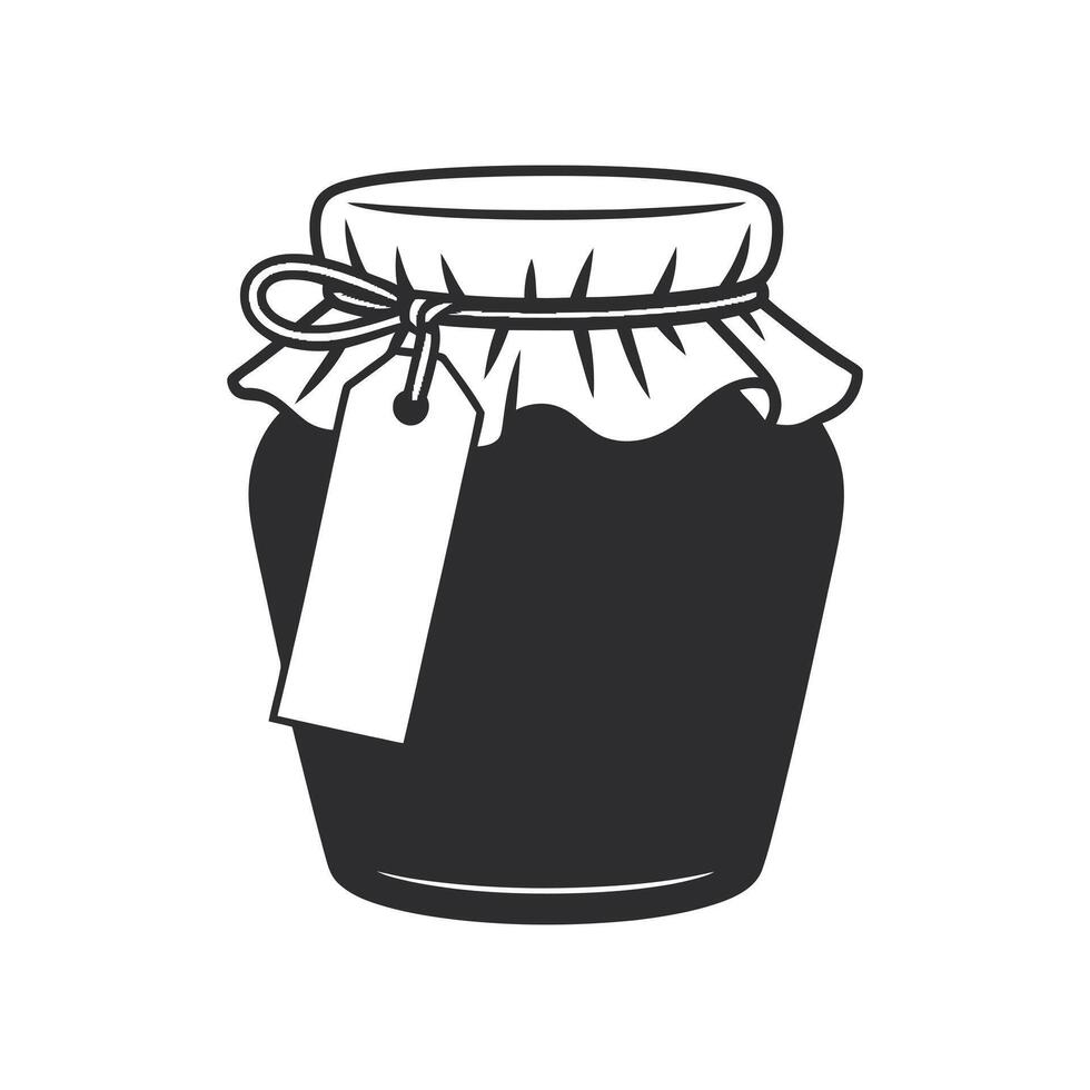 A Vintage Style Illustration of a Jam Jar with a Blank Label Tied with Twine vector