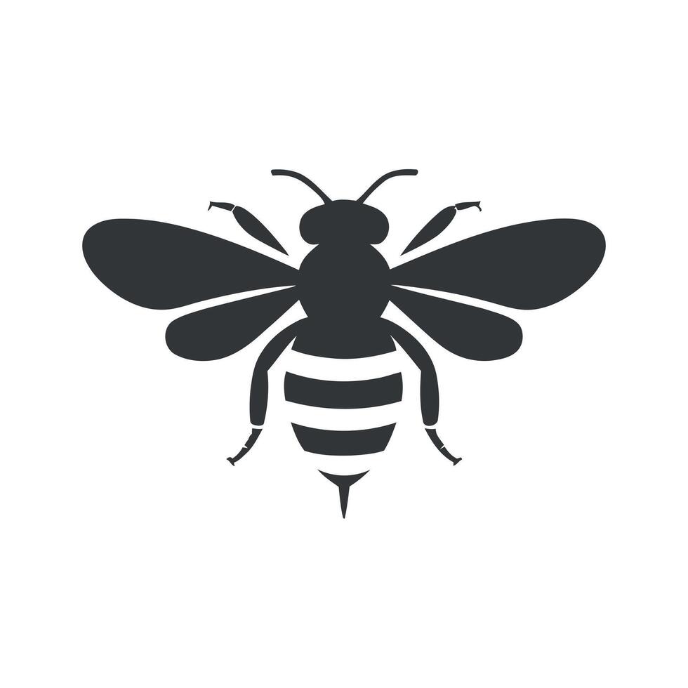 Simple Black and White Bee Icon Illustration Graphic Design vector