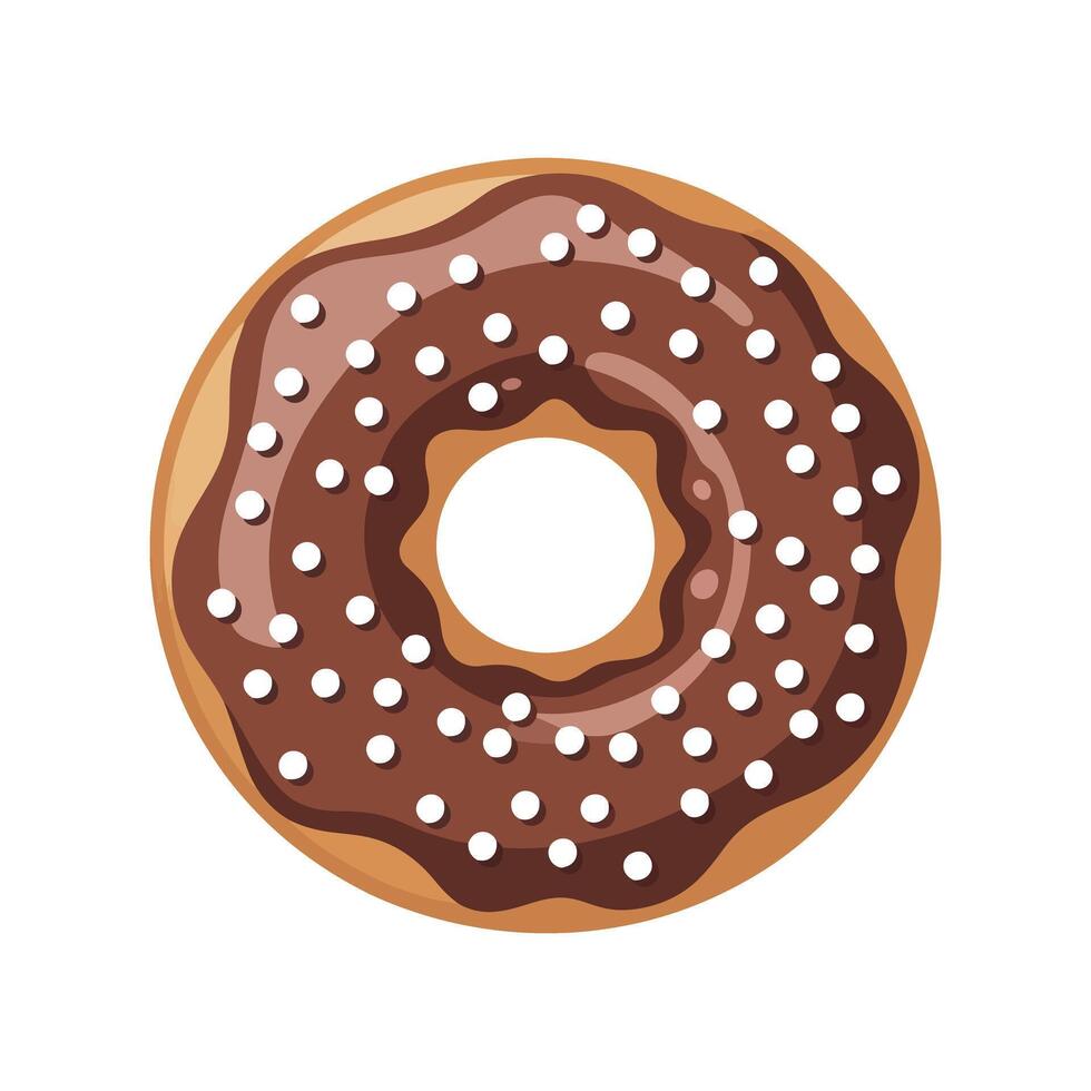 Delicious Chocolate Donut with White Sprinkles Top View Illustration vector