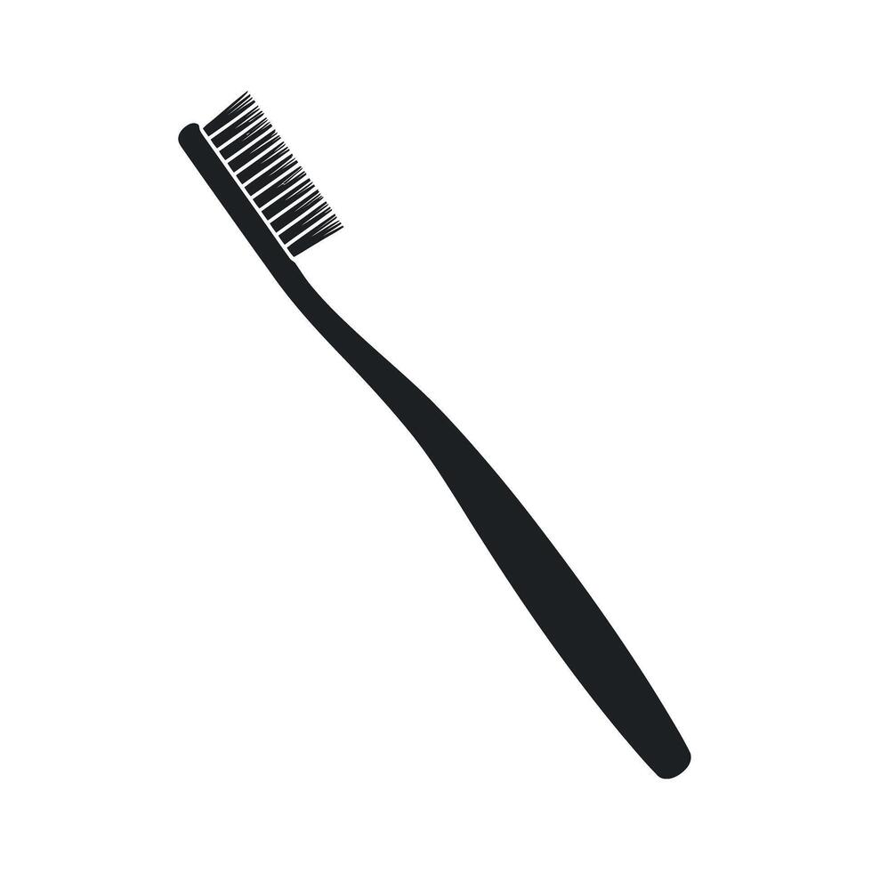 Simple Black Silhouette of a Toothbrush on White Background for Oral Hygiene Design vector