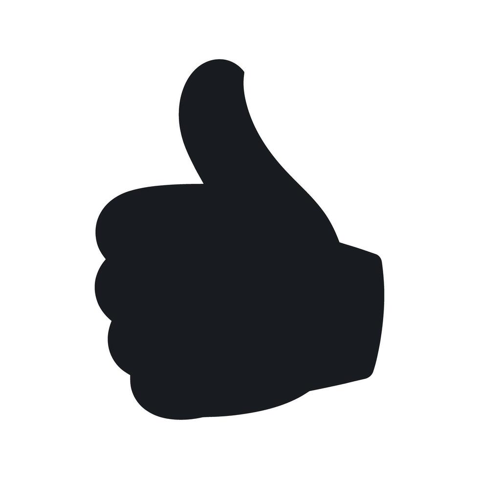 Simple Black Silhouette Thumbs Up Hand Gesture Icon Illustration vector