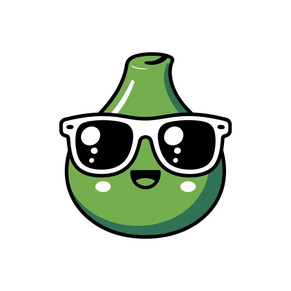 Cute Cartoon Fig Character Wearing Sunglasses Happy Fruit Illustration vector