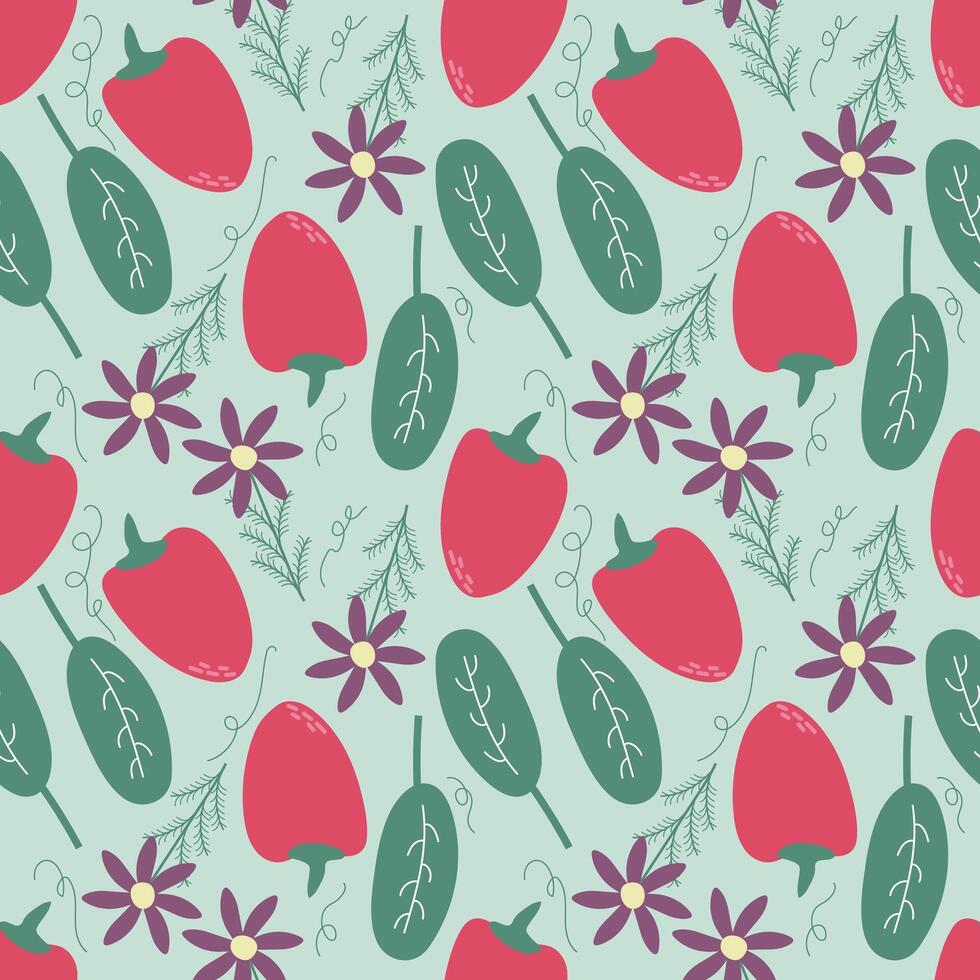 pepper and spinach pattern vector