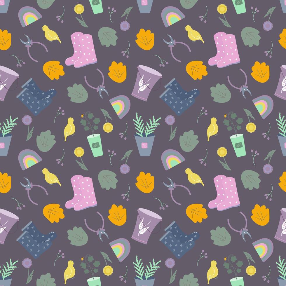multicolored garden pattern vector