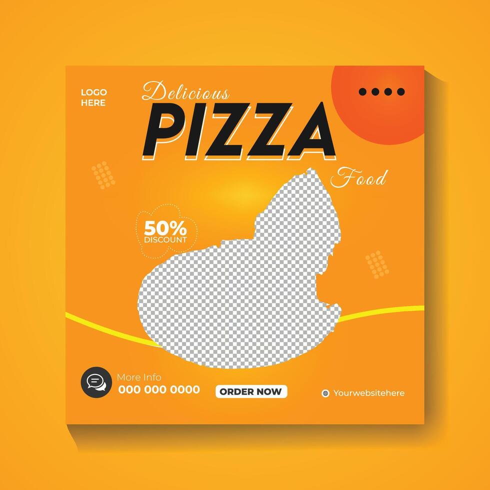 Fresh pizza, burger, and pasta online sales campaign flyer or poster with delicious burgers and first course menu, social media post design vector