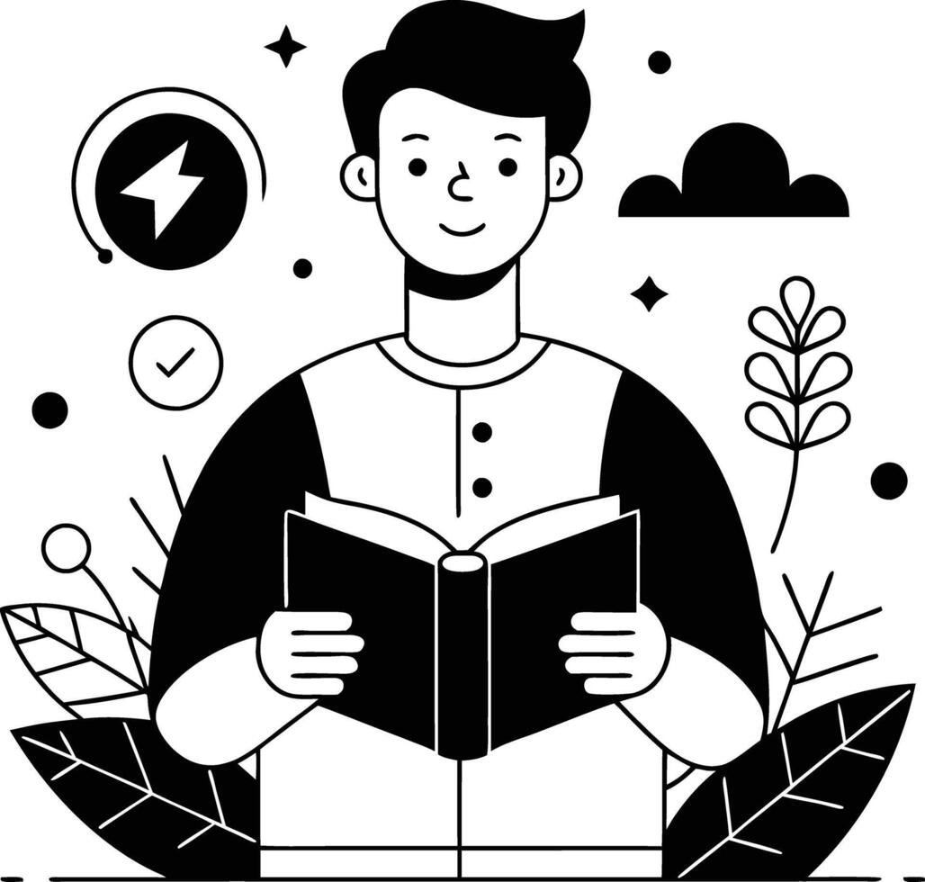 Man reading book vector