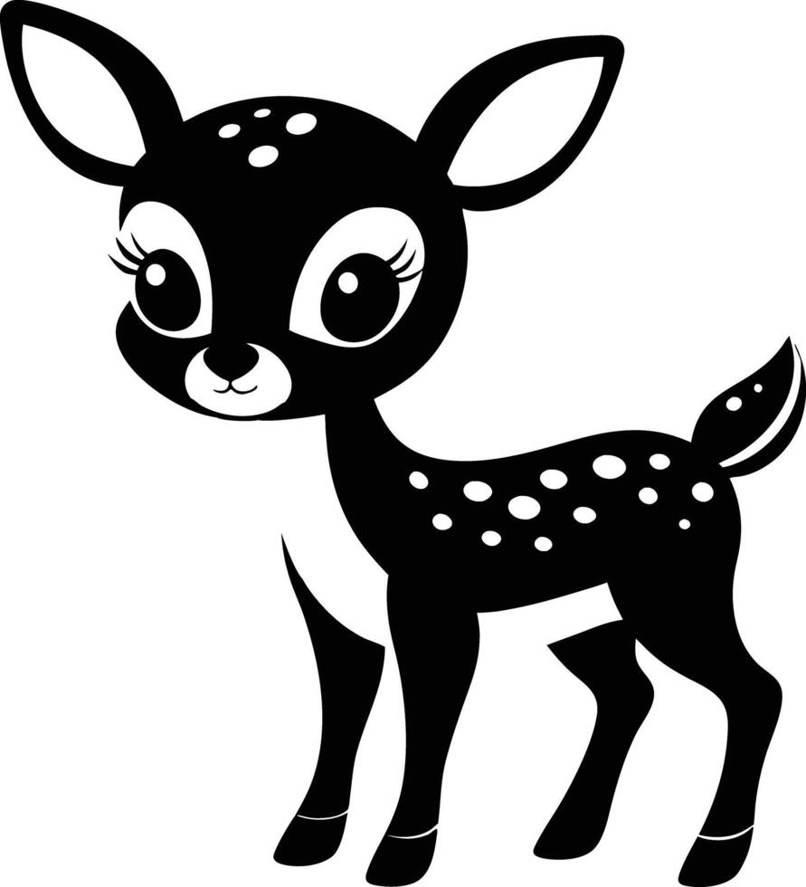 A black and white deer with big eyes vector