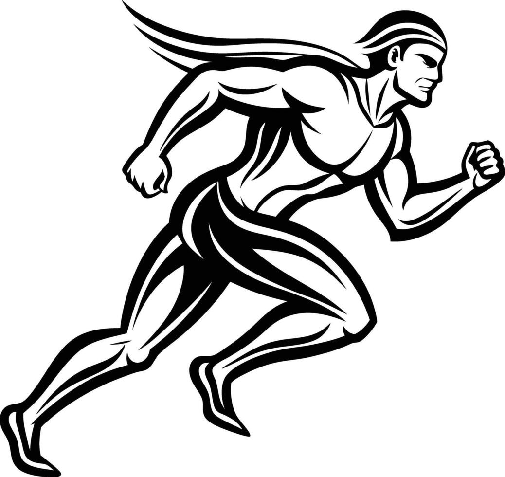 A man running in black and white vector