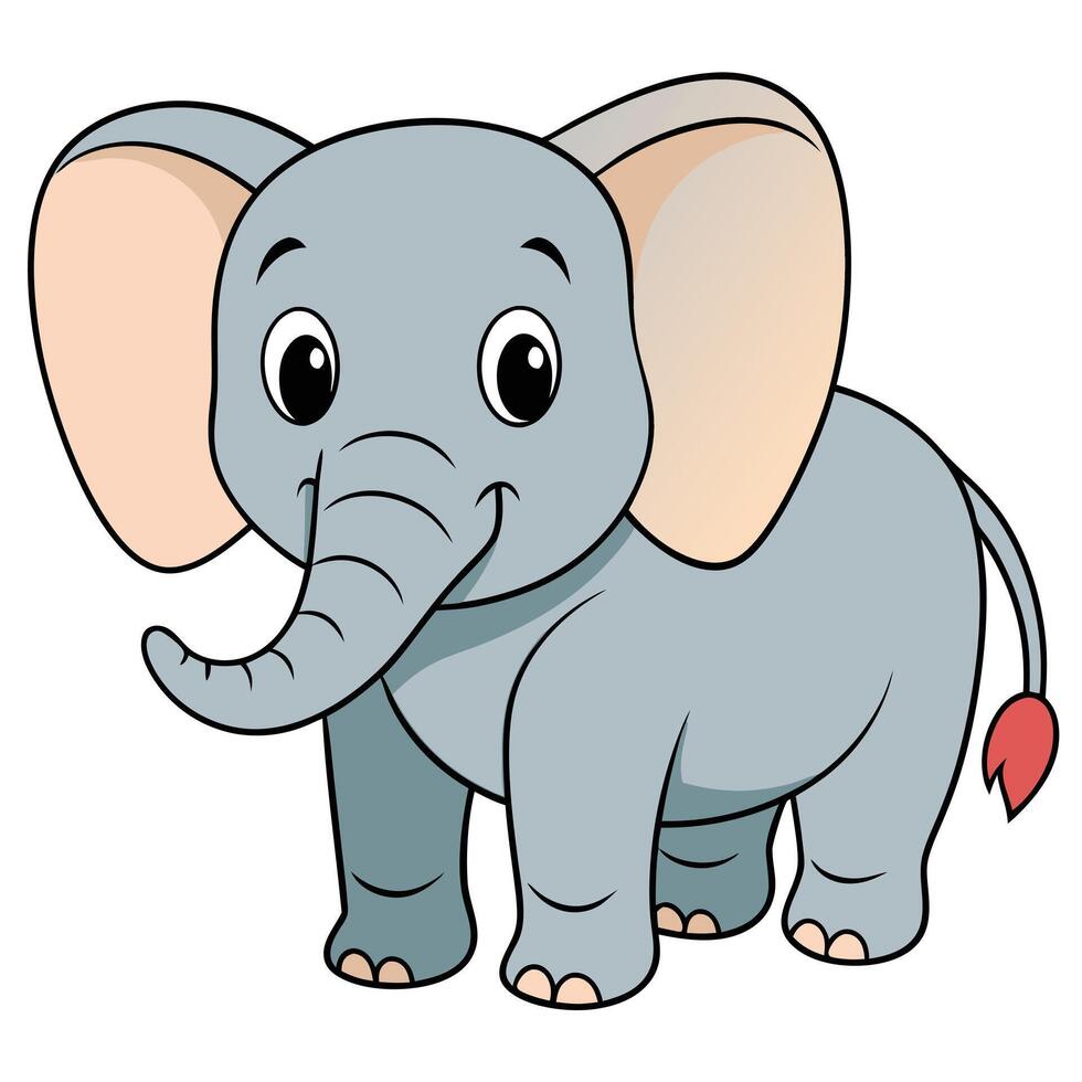An elephant cartoon with a big head and a big trunk vector
