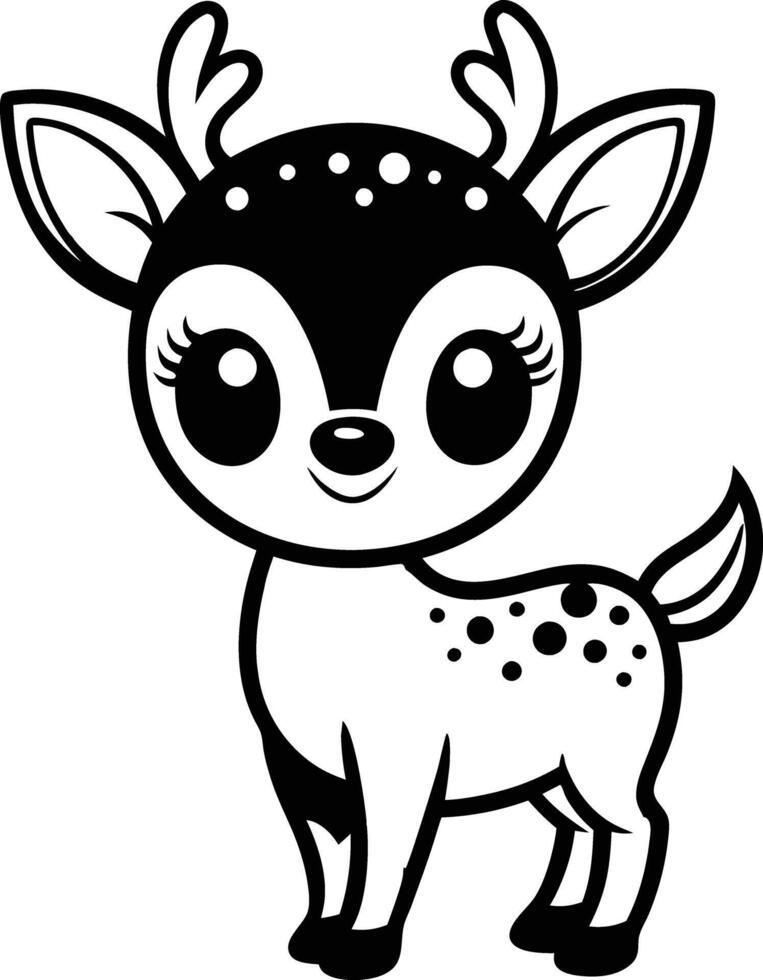 Cute little deer coloring pages vector