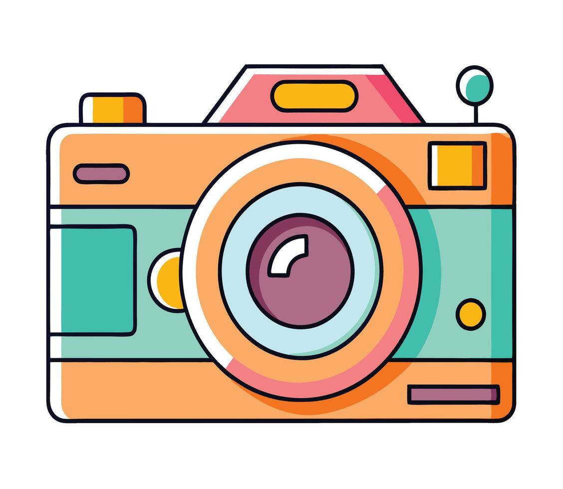 Colorful camera icon on white background vector