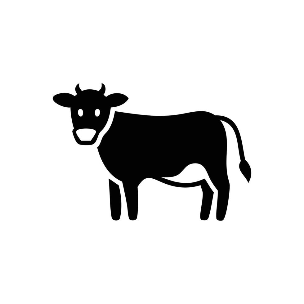 Black Cow Icon Farm Animal, Dairy Milk and Beef Cattle vector