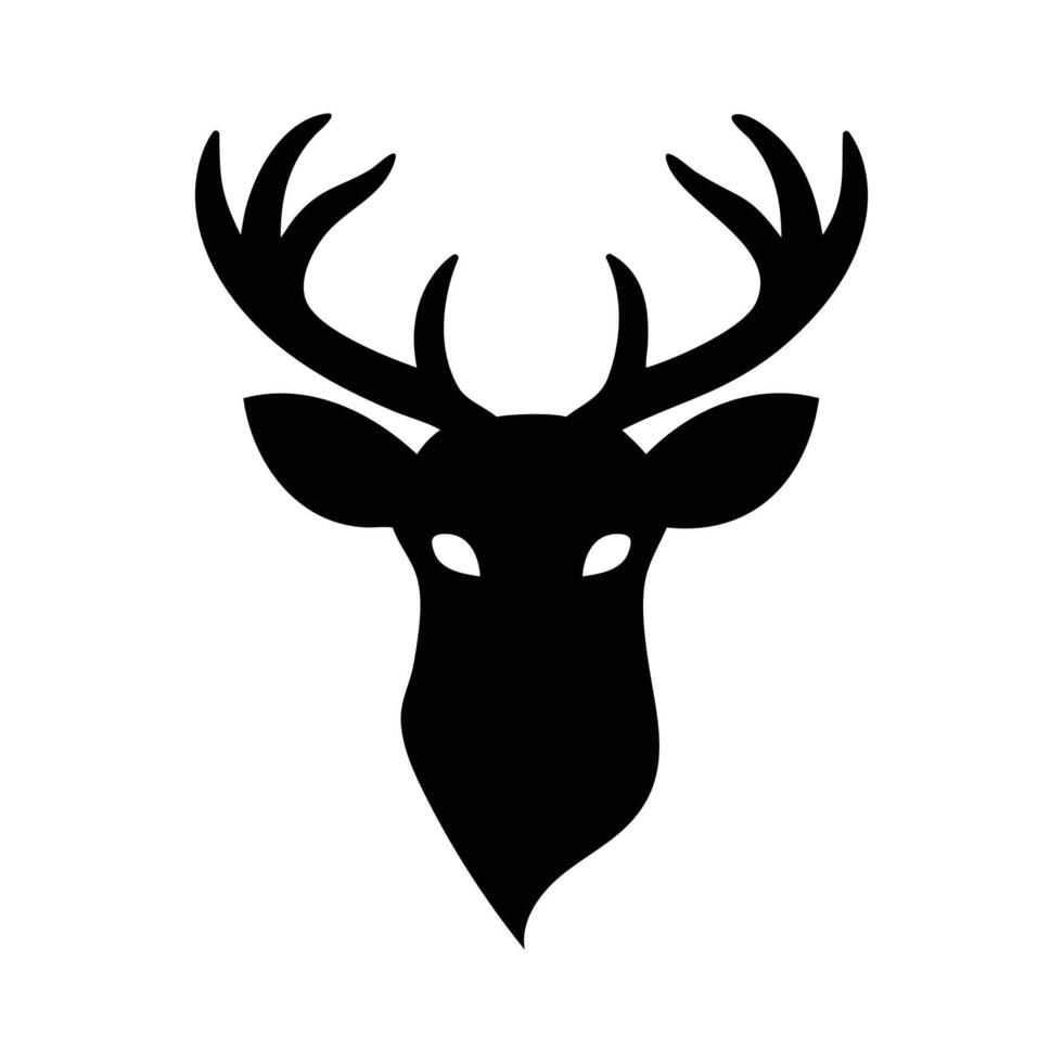 Majestic Deer Head Silhouette Antlers, Nature and Wildlife, Icon vector