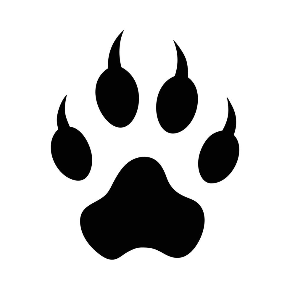 Black Big Cat Paw Print Silhouette of Wild Animal Track Clipart vector