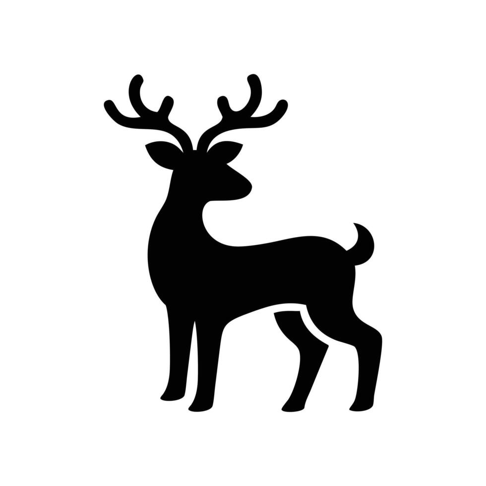 Black Silhouette of Deer Icon, Animal Wildlife Graphic, Nature Symbol vector