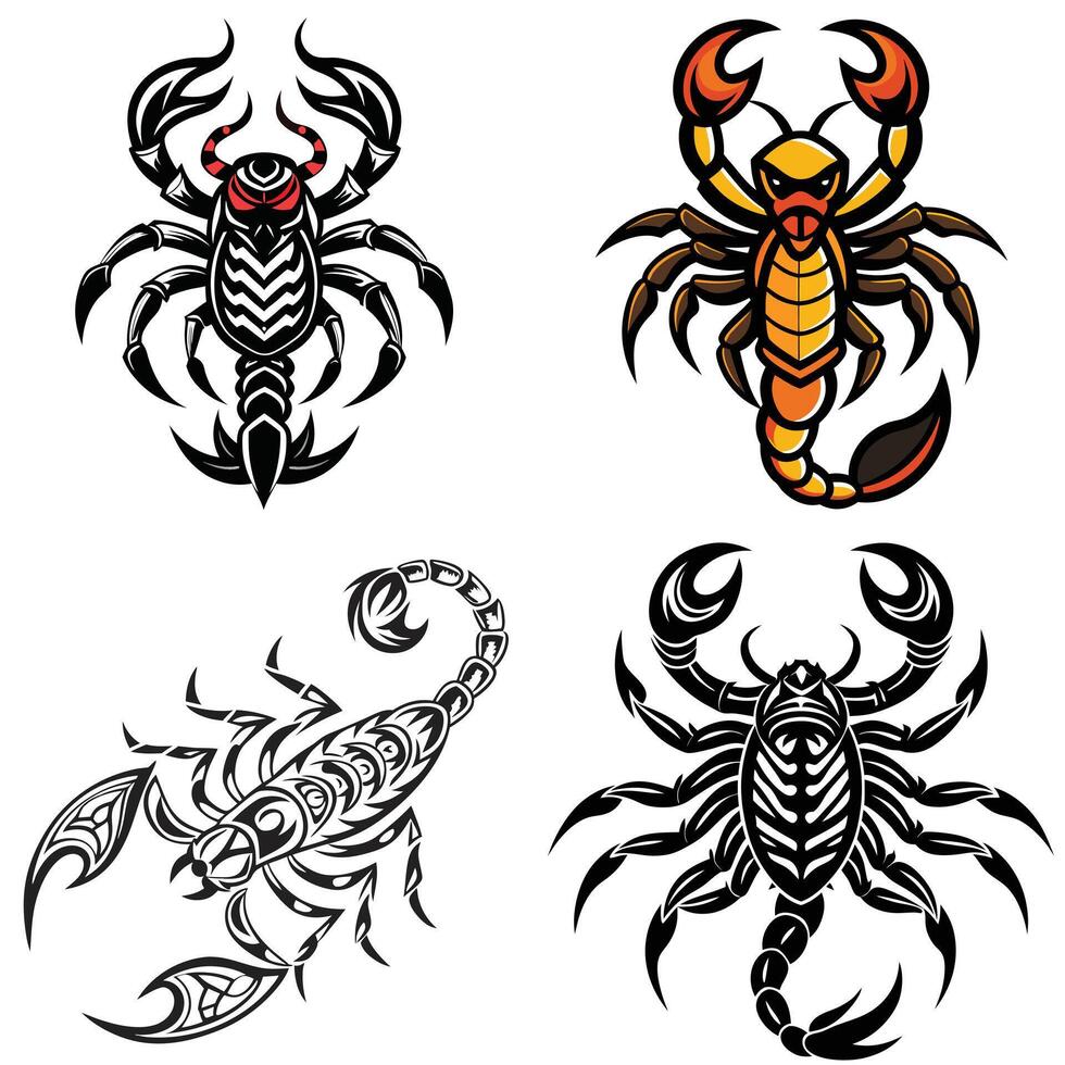 Scorpion Illustration Detailed Digital Art of Scorpion in Flat or Line Style Perfect for Tattoos Zodiac Symbols Nature Graphics, Wildlife Icons, and Educational Use vector