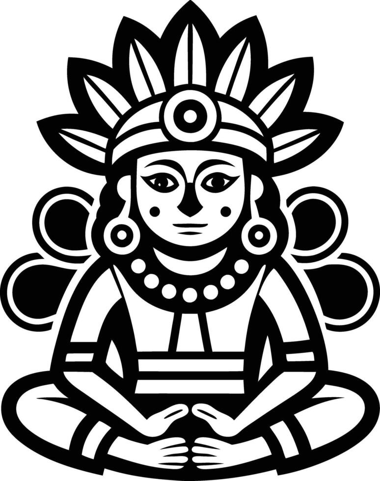 A black and white image of a man in a headdress vector
