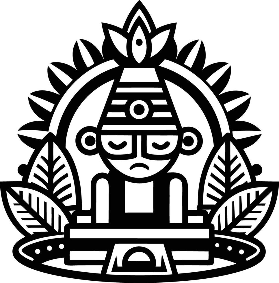 A black and white drawing of a man sitting on a throne vector