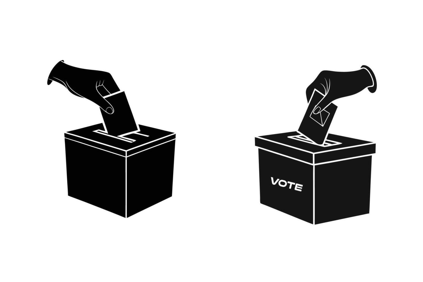 Voting Ballot Box Icon Hand Casting Vote Silhouette Illustration vector