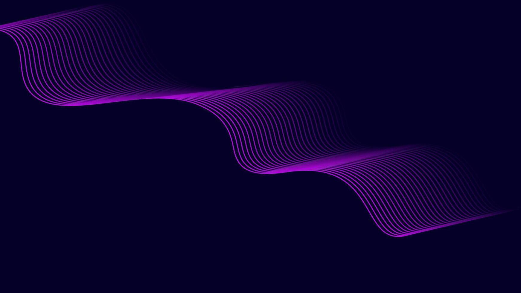 Purple Neon Wave Abstract Background with Dark Theme vector