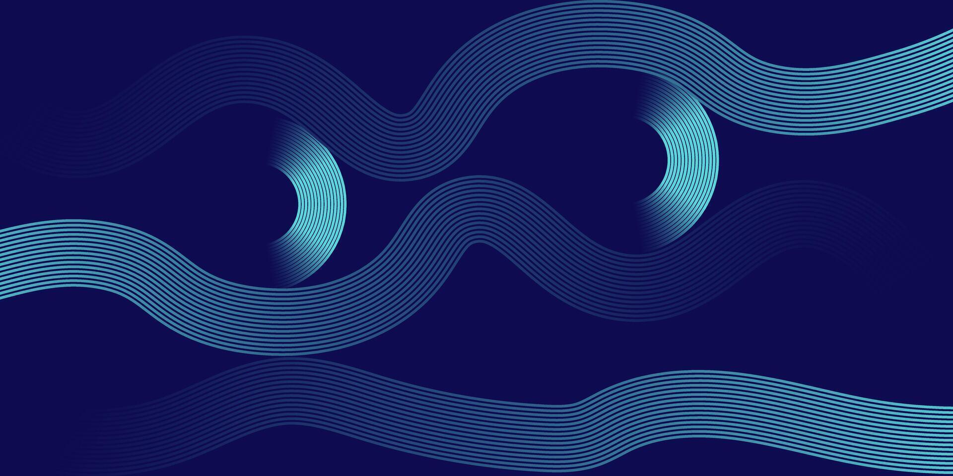 Wavy Abstract Blue Line Art with Circular Gradient Elements vector