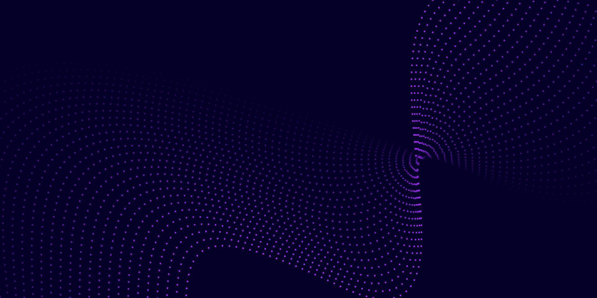 Dark Purple Abstract Background with Vortex Dot Wave Pattern vector