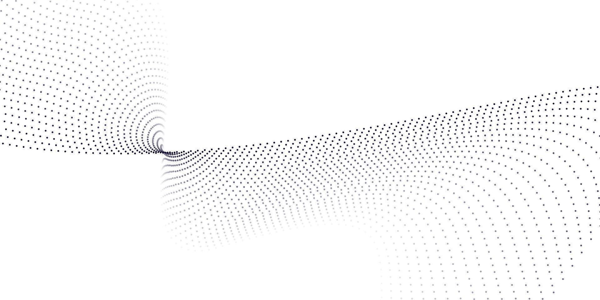 Minimal White Background with Abstract Black Dot Spiral Wave Pattern vector