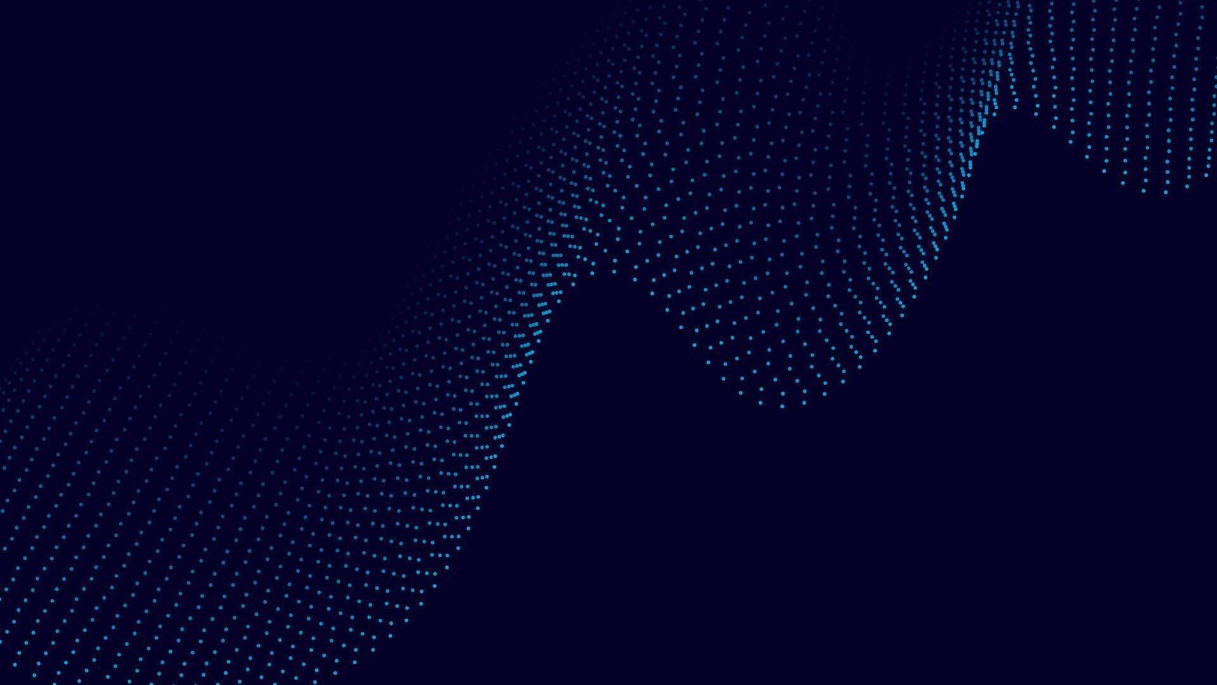 3D Blue Dot Wave Abstract Background with Digital Flow on Dark Theme vector