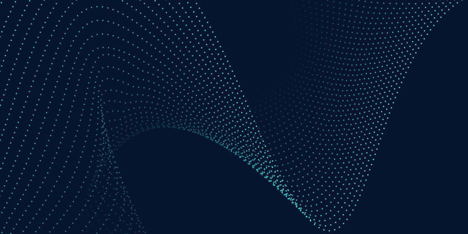 Dark Tech Background with Blue Wave Dots and Abstract Flow Pattern vector