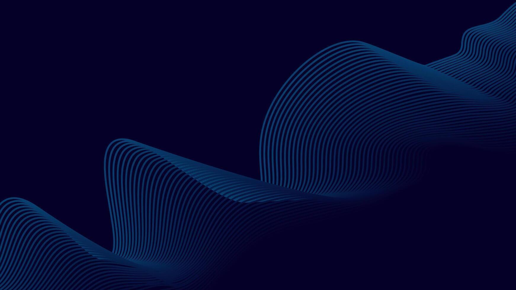 Dark Abstract 3D Wavy Line Background with Depth and Flow Effect vector