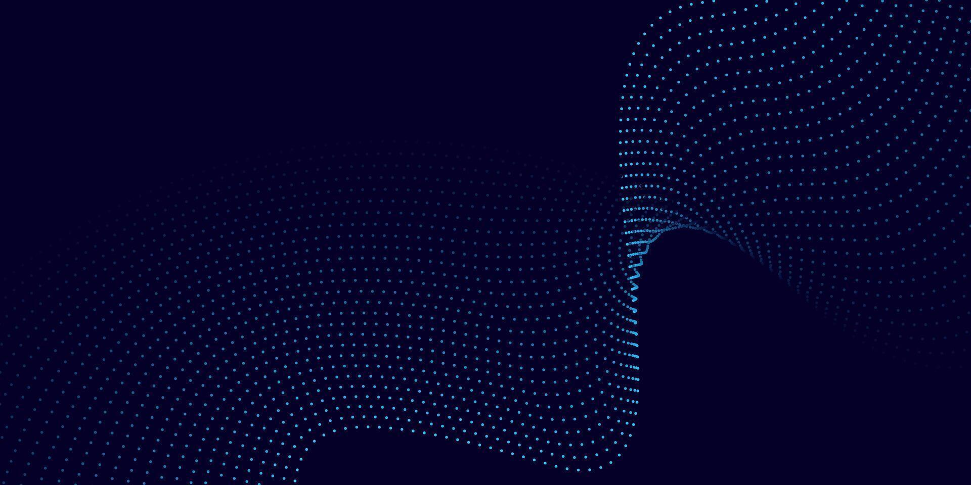 Dark Blue Abstract Digital Background with Flowing Dot Wave Structure vector