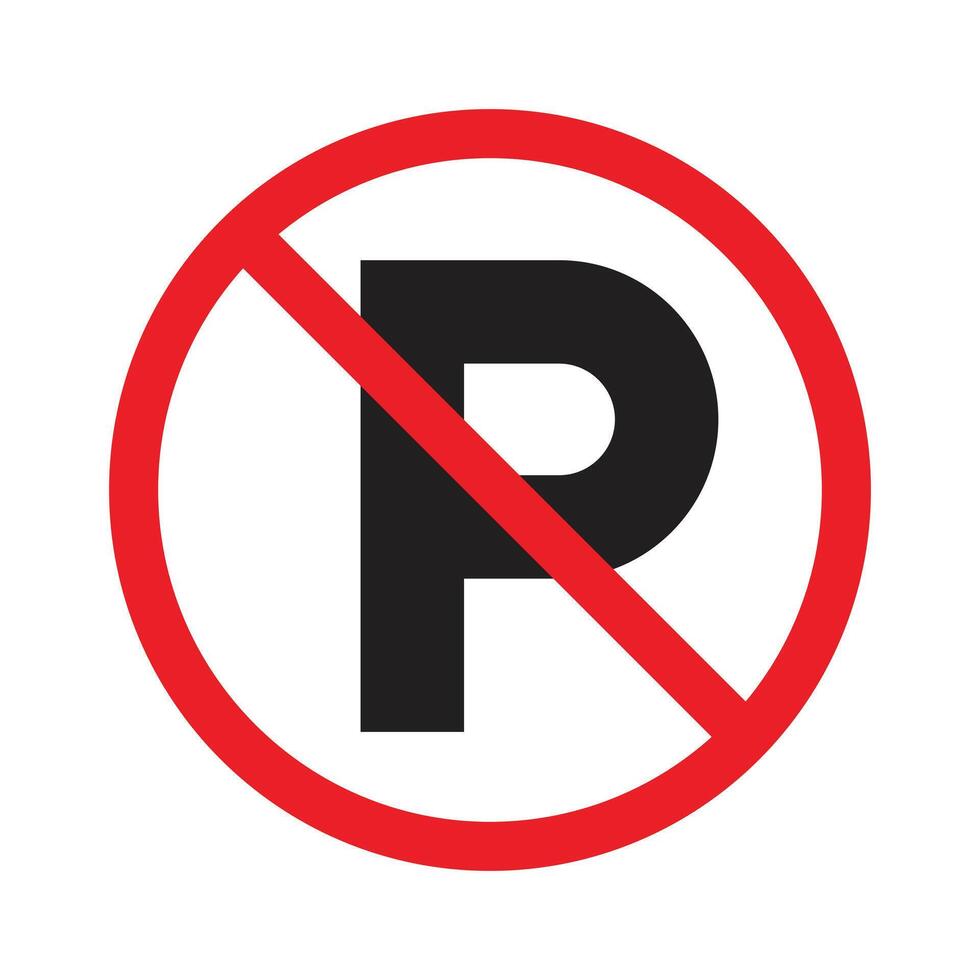 Parking prohibited symbol. No parking sign icon.No car sign.Red prohibition sign. No cars allowed. No parking. Restriction icon. vector