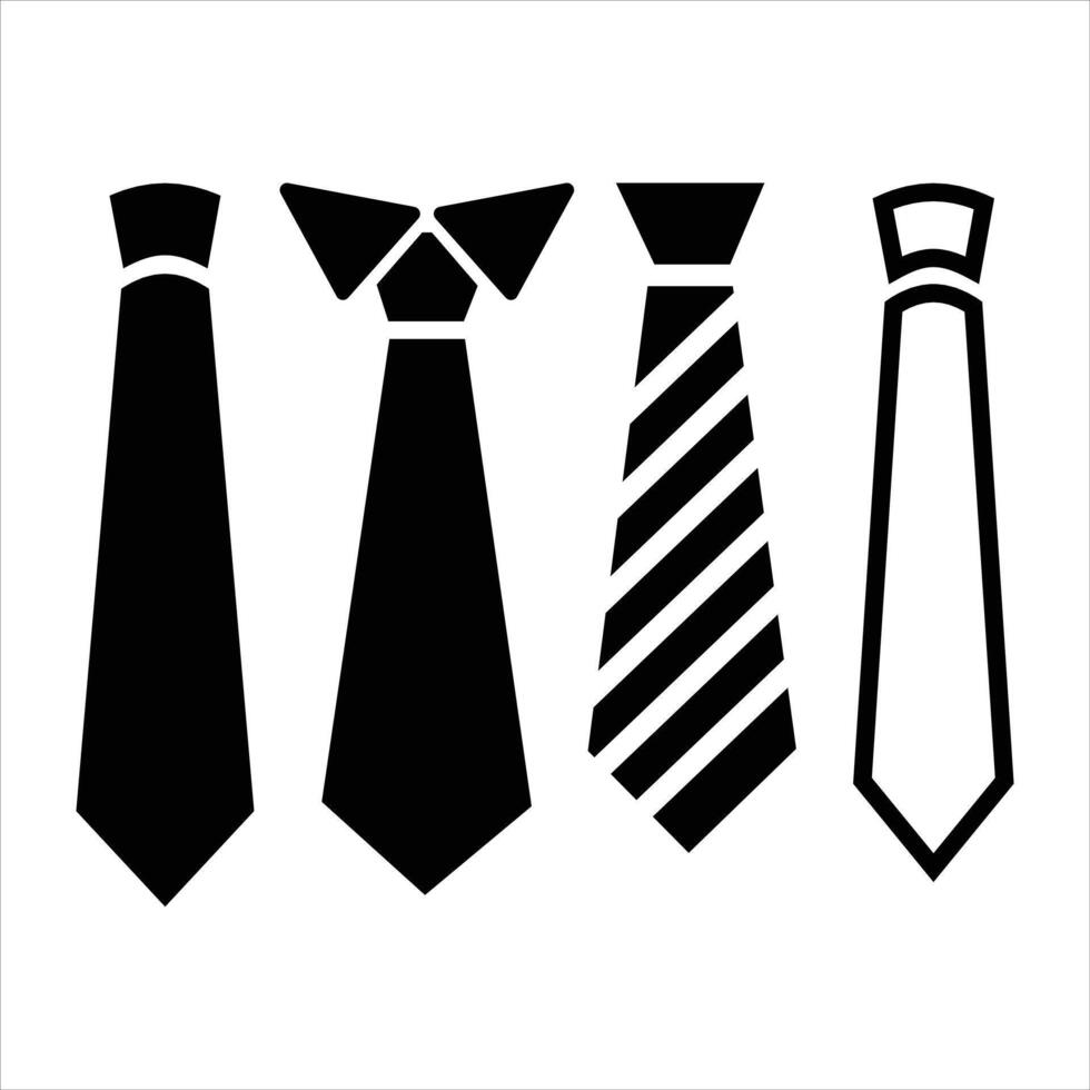 Tie icon set. Necktie and neckcloth symbol. FlatSimple modern black tie or necktie icon set silhouettes outline. vector